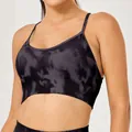 Brassière de sport sans couture pour femme avec imprimé tie-dye et bretelles fines - S / Hauts / Noir