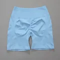 Seamless high-waisted yoga shorts in light blue with scrunch butt design for workout - S / Bottoms / Light Blue