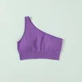 Reggiseno sportivo viola monospalla senza cuciture per yoga e allenamento fitness - Taglia S / Top / Reggiseno Monospalla (G2219) / Viola