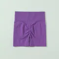 Pantaloncini da yoga viola senza cuciture a vita alta con arricciatura posteriore sport - Taglia S / Pantaloni e gonne / Pantaloncini (G2219) / Viola