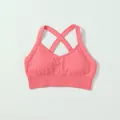 Reggiseno sportivo yoga rosa senza cuciture con spalline incrociate e bordo a coste - Taglia S / Parte Superiore (Reggiseno Incrociato sulla Schiena) / Rosa