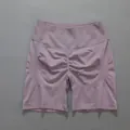 High-waisted seamless scrunch butt yoga shorts in lavender purple for women's workout - S / Bottoms / Mocha