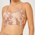 Soutien-gorge de sport sans couture pour femme avec motif tie-dye marron pour fitness et yoga - S / Hauts / Marron