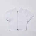 Επαγγελματικό λευκό γιόγκα crop top χωρίς ραφές με κοντά μανίκια και μπροστινό φερμουάρ - S / Tops / T-Shirts / Λευκό