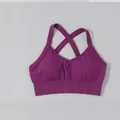 Reggiseno sportivo viola senza cuciture con spalline incrociate per yoga e fitness - Taglia S / Top / Viola scuro