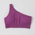 Reggiseno sportivo monospalla senza cuciture viola per yoga e attività di fitness. - Taglia S / Top / Viola scuro