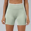 Breathable high waist seamless yoga shorts for women in light green quick-dry fabric - Pistachio Green