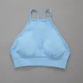 Light blue seamless yoga sports bra with halter neck straps for women fitness workout - S / Tops / Light Blue (Triple Strap)