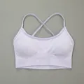 Seamless light purple sports bra featuring cross-back straps and ribbed band for yoga fitness - S / Tops / Lavender (Criss-cross Back)