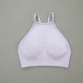 Seamless lilac halter neck sports bra featuring a ribbed hem for yoga and fitness - S / Tops / Lavender (Triple Strap)