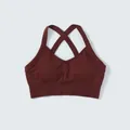 Reggiseno sportivo senza cuciture con incrocio sulla schiena marrone rossiccio per donna - Taglia S / Top / Reggiseno con Incrocio Dietro (G2219) / Marrone