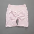 Pink seamless high-waisted yoga shorts with ruched butt-lifting detail - S / Bottom (Shorts) / Light Pink