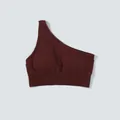 Reggiseno sportivo senza cuciture monospalla bordeaux scuro per yoga e fitness - Taglia S / Top / Reggiseno Monospalla (G2219) / Marrone