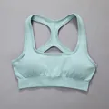 High-stretch mint green seamless racerback sports bra for women's yoga and fitness training - S / Top (Racerback Bra) / Pale Green