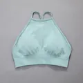 Comfortable seamless mint green halter neck sports bra for yoga and daily fitness - S / Top (Three Straps) / Pale Green