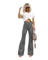 Women's stylish grey corduroy high waisted flared trousers for 2025 spring casual wear - S / Bottoms / Gray