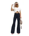 Black high-waisted corduroy flare pants for women, elegant slim fit casual style - S / Bottoms / Navy Blue