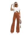 Women's stylish high waist orange corduroy flare pants for trendy casual spring wear - S / Bottoms / Orange