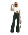 Elegant dark green high-waisted corduroy flare pants for women's stylish casual wear - Army Green
