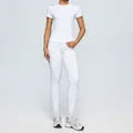 All-white high-waisted yoga set featuring short sleeve sports top and leggings - S / Top And Bottom / White