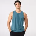 Premium men's modal sports tank top in teal, cool breathable sleeveless fitness shirt - S / Tops / Sea Rock Blue