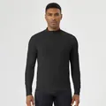 Ανδρική μαύρη αθλητική μπλούζα slim-fit με μακριά μανίκια και μισό φερμουάρ για τρέξιμο - S / Tops / Μαύρο