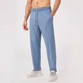 Blauwe losse sportbroek voor heren met trekkoord in de taille en zijzakken voor sport - S / Bottoms / Denimblauw (Verdikt)