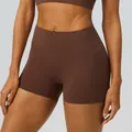 Pantaloncini da yoga marroni a vita alta con effetto push-up per fitness e corsa - Taglia S / Pantaloni e gonne / Marrone Lava