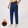 Heren donkerblauwe losse sportbroek met trekkoord voor hardlopen en fitness training - S / Bottoms / Marine (Fleece Gevoerd)