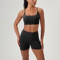 Women's black 2-piece yoga set with athletic sports bra and high waist shorts - S / Top And Bottom / Black