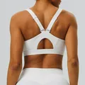 Premium high-impact Y-back adjustable white sports bra for professional fitness and yoga - S / Tops / White