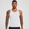 Men's white slimming compression vest with front zipper for high-intensity gym workout - S / Tops / White