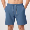 Pantalones cortos deportivos azules para hombre con cordón elástico y transpirables - S / Bottoms / Azul Marino