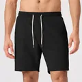 Pantalones cortos deportivos negros para hombre con tela transpirable y cordones blancos - S / Bottoms / Negro