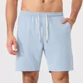 Pantalones cortos deportivos azul claro para hombre con cordón elástico y transpirables - S / Bottoms / Azul grisáceo