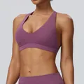 Atmungsaktiver mauvefarbener Sport-BH mit integrierten Pads für Damen-Yoga und Fitness - S / Oberteile / Amaranth-Violett