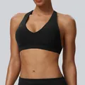 Sexy schwarzer Halter-Sport-BH mit Polstern für atmungsaktives Yoga und Fitness - S / Oberteile / Schwarz