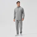 Survêtement de sport gris coupe-vent pour hommes, ensemble deux pièces pour la course - S / Haut et Bas / Gris