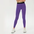High-waisted purple thermal yoga leggings with fleece lining for winter fitness - S / Bottoms / Purple