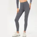Women's high-waist grey yoga leggings with thermal fleece lining for winter fitness - S / Bottoms / Gray