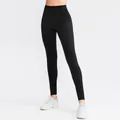 High-waisted black thermal yoga leggings for women's fitness and running activities - S / Bottoms / Black