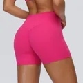 Dames yoga shorts met hoge taille in roze, scrunch-butt effect voor sport en fitness - S / Bottoms / Pauwenroze