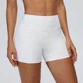 Witte yoga-hardloopshort met hoge taille voor dames van ademende sneldrogende stof - Wit