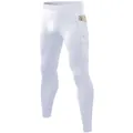 Professionelle weiße Herren-Kompressions-Leggings, schnelltrocknend mit Handytasche - S / Unterteile / Weiß
