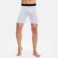 Witte heren compressie sportbroek met zwarte elastische tailleband, sneldrogend materiaal - S / Bottoms / Wit
