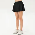 Black quick-dry sports skort for women with built-in shorts for tennis and yoga - S / Bottoms / Black