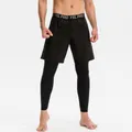 Herren Sportleggings im 2-in-1 Design in Schwarz für Training und Basketball - S / Unterteile / Schwarz