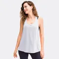 Women's loose breathable yoga tank top in light gray for running and gym workouts. - S / Top (02113) / White