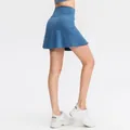 Damen Sportrock mit integrierter Short, schnelltrocknend, blau, blickdicht. - S / Unterteile / Graublau