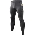 Dunkelgraue Kompressions-Laufhose für Herren mit praktischer Handy-Seitentasche. - S / Unterteile / Meliertes Grau